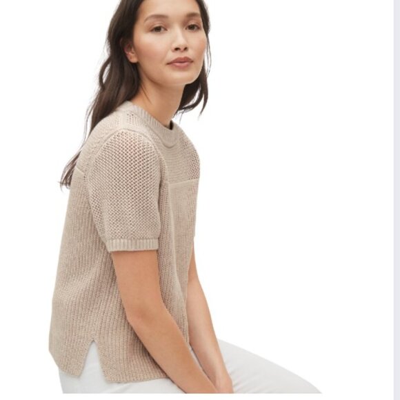 GAP - Boxy Short Sleeve Crewneck Sweater - Beige Oatmeal - Size Small - NWOT - Picture 3 of 6